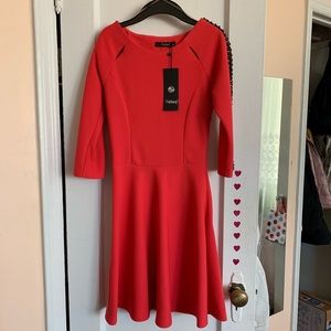 Coral Embroidered Dress